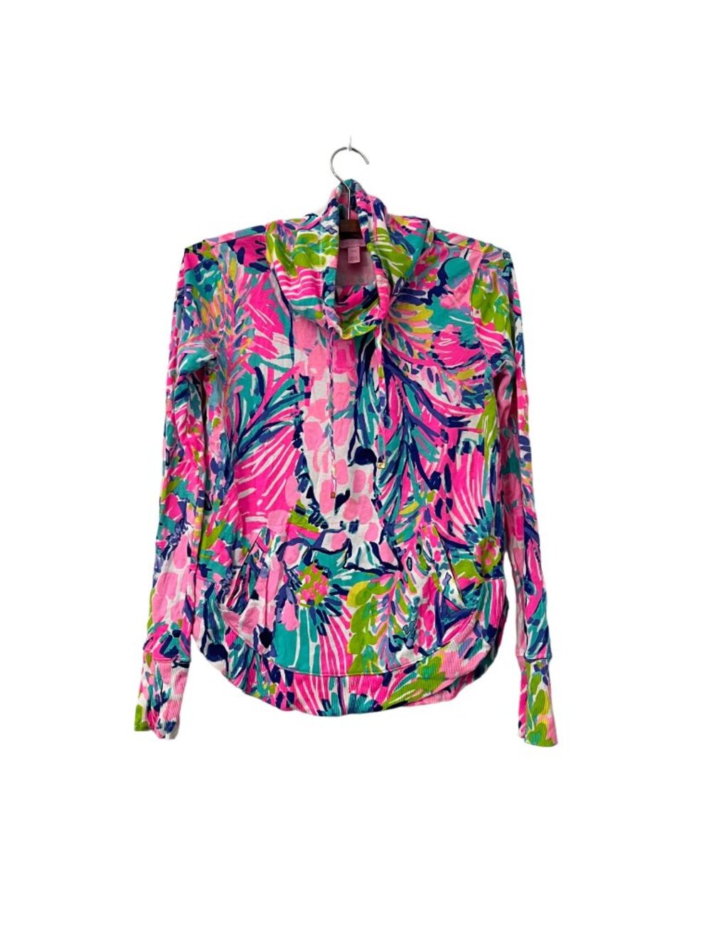 Lilly Pulitzer Colorful Floral Funnel Neck Cowl Pullover Sweater Size XXSmall